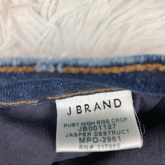 J Brand Ruby high rise skinny crop jeans in Jasper destruct released hem blue - Picture 11 of 12